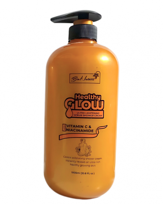 Bionature Healthy Glow Pro-lightening Scrub Shower Cream, with Vitamin C and Niacinamide